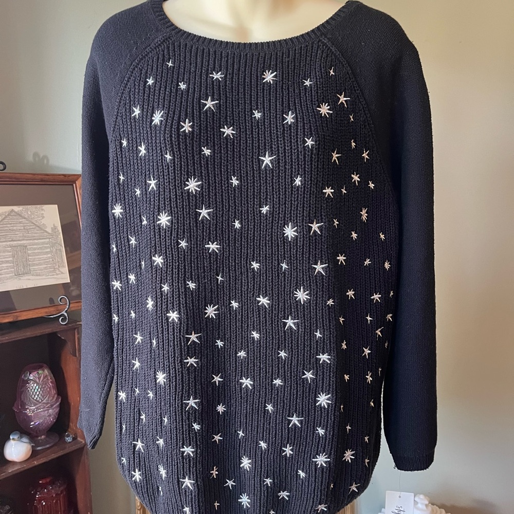 STYLE & Co NORTHERN LIGHTS BLACK SWEATER SIZE LARGE